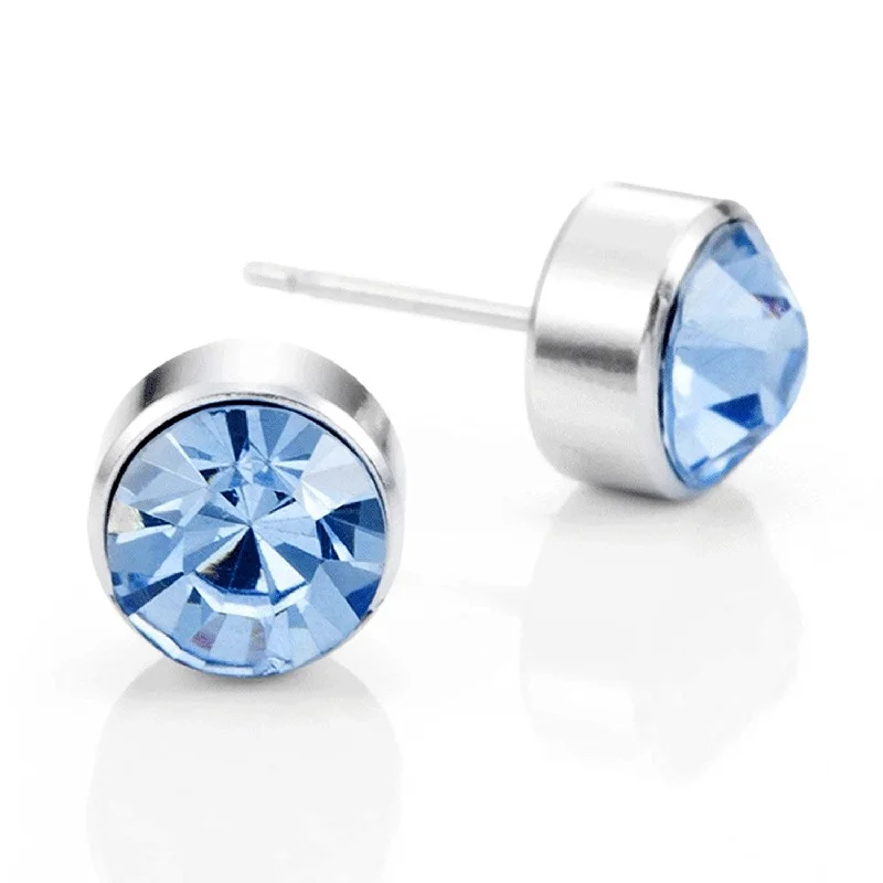 Pearl Drop Earrings for Elegance -Royal Blue Unisex Stud Earrings Stainless Steel Silver Cubic Zirconia Set, 2pcs, (with Branded Gift Box)