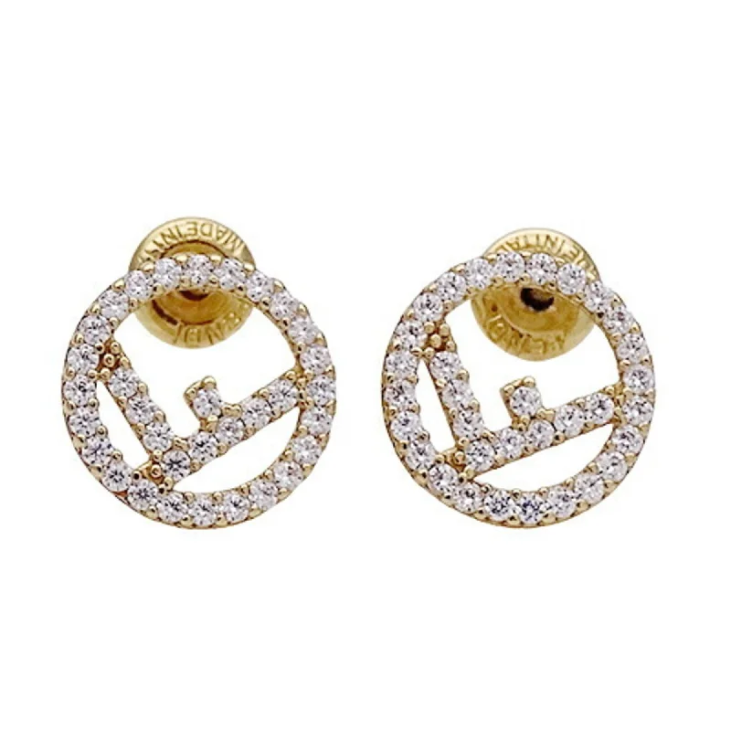 Drop Earrings for Gym Workout -FENDI earrings ladies gold rhinestone stone stud