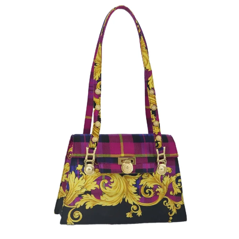 Handle bags with reinforced stitching for durability -Versace Medusa  Canvas Shoulder Bag (Pre-Owned)