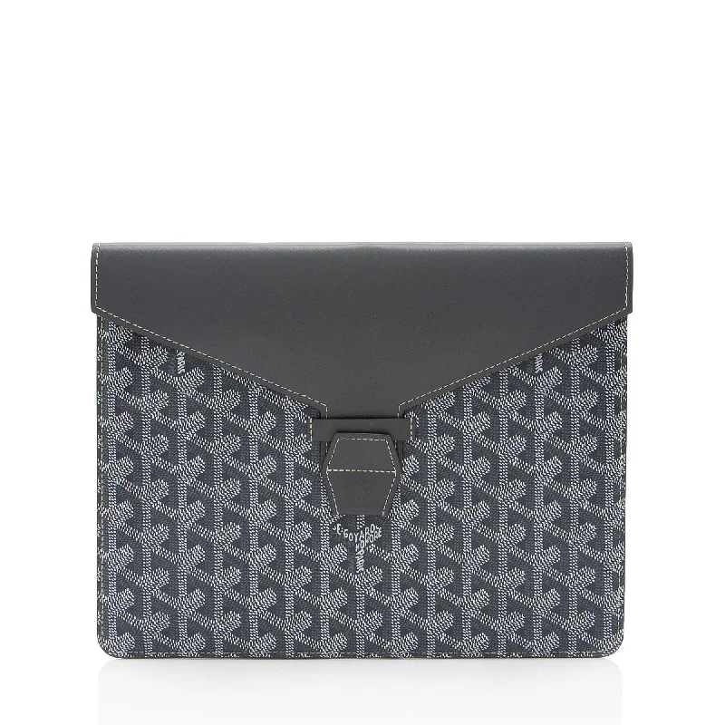 Handle bags with bohemian tassel embellishments -Goyard Goyardine Commando Envelope Large Pouch