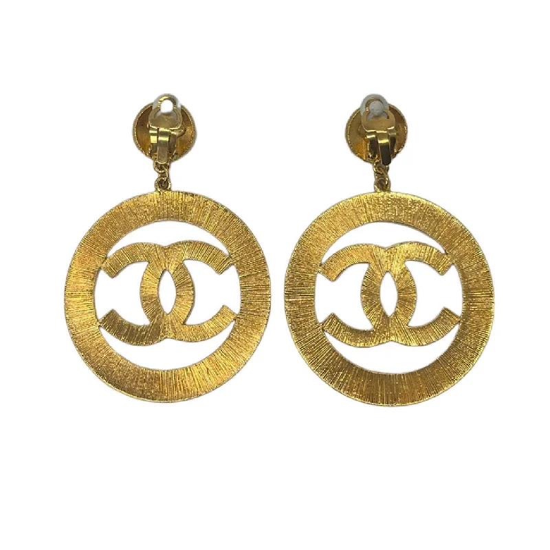 Drop Earrings for Birthday Celebration -Chanel Vintage Textured CC Drop Earrings