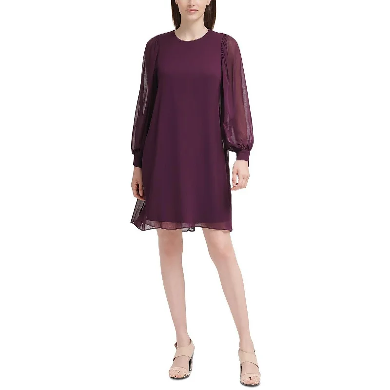 Formal Dresses for Occasions -Calvin Klein Womens Plus Chiffon Mini Shift Dress