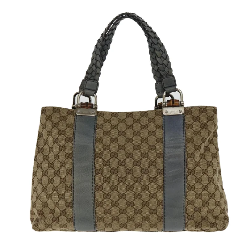 Handle bags with inner compartments for essentials -Gucci Bamboo  Canvas Tote Bag (Pre-Owned)