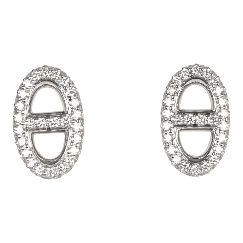 Drop Earrings with Wave Designs -Hermes Farandole Earrings Diamonds and White Gold Hardware