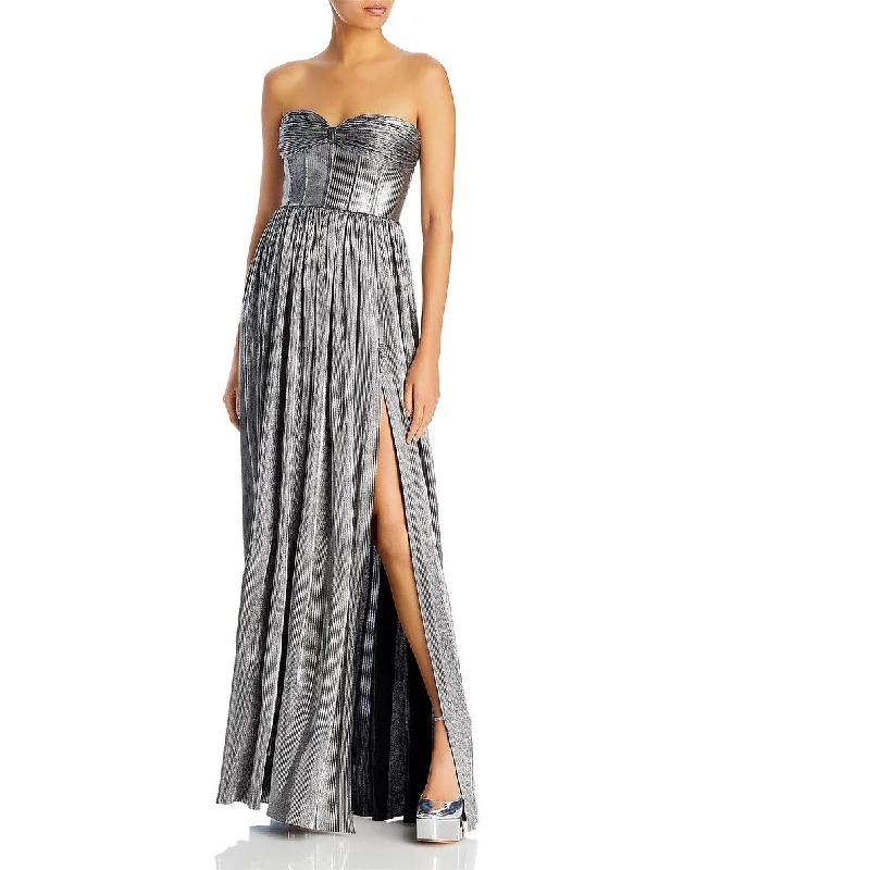 Vintage Dresses for Nostalgia -Bronx And Banco Womens Florence Metallic Strapless Evening Dress