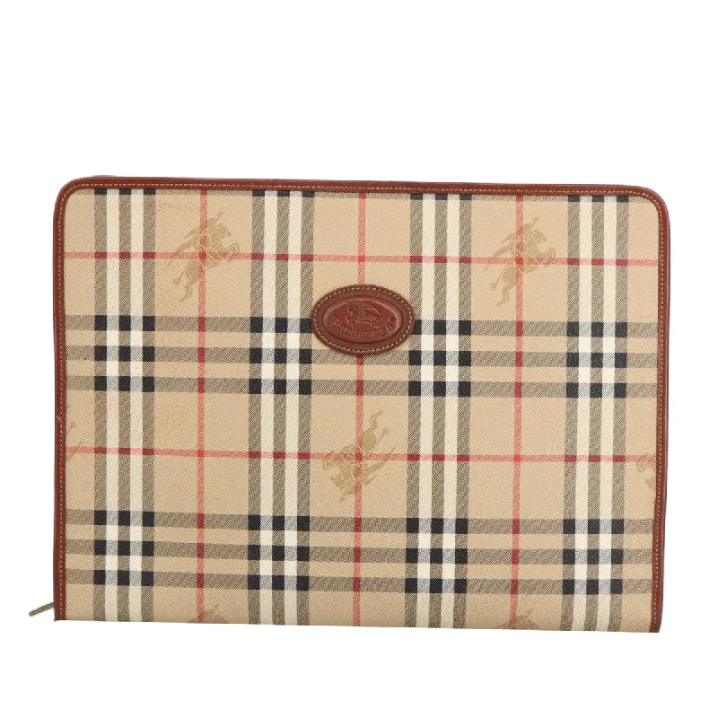 Handle bags with colorful handles for flair -Burberry Nova Check  Canvas Clutch Bag (Pre-Owned)