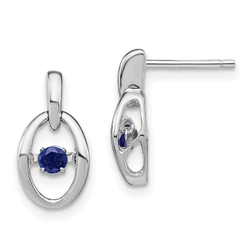 Animal Print Drop Earrings for Fun -Curata 925 Sterling Silver Rhodium Created Blue Sapphire Vibrant Earrings - 14x7.5mm Wide