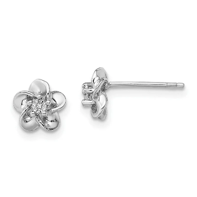 Drop Earrings with Animal Motifs -Curata 925 Sterling Silver Rhodium Plated Floral Diamond Post Earrings - 14.5x8mm Wide