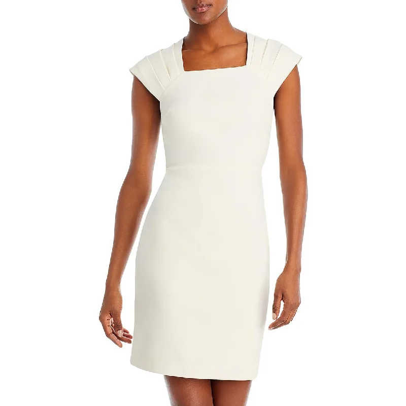 Sleeveless Dresses for Coolness -Alice and Olivia Womens Kiro Pleated Square Neck Sheath Dress