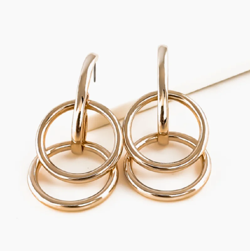 Drop Earrings for School Uniform -Ash Gold LInk Earrings