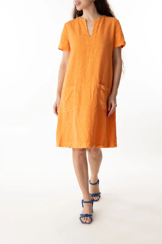 Linen Dresses for Breathable -SHORT SLEEVE SHIFT DRESS