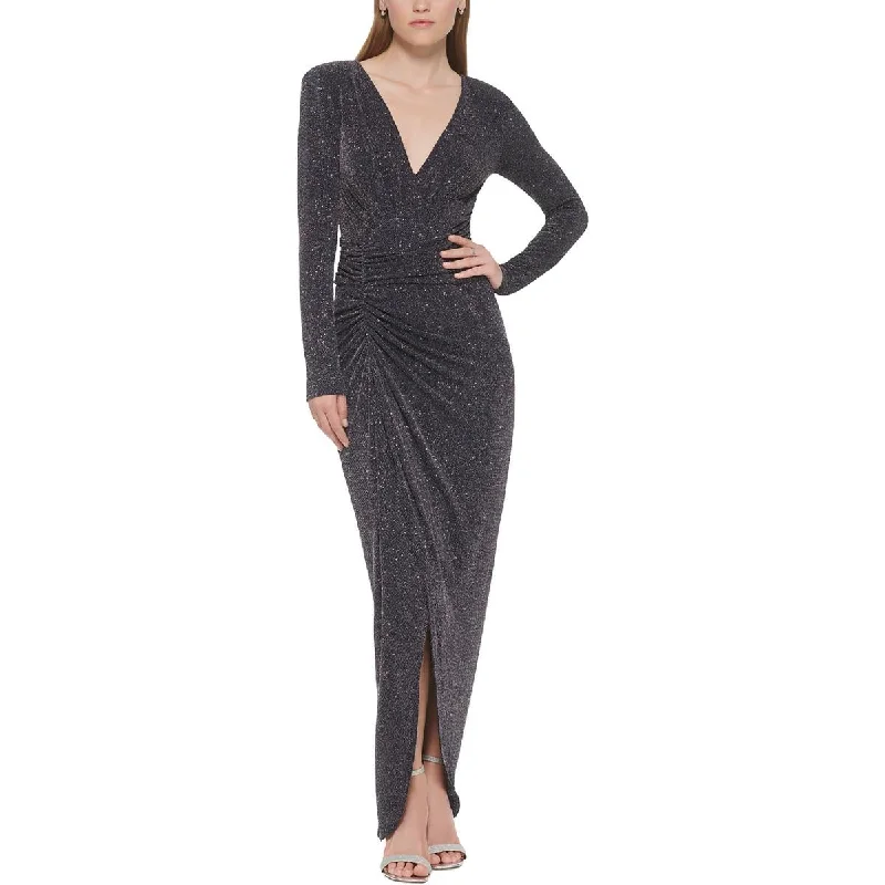 Buttoned Dresses for Stylish -Vince Camuto Womens Petites Metallic Maxi Evening Dress