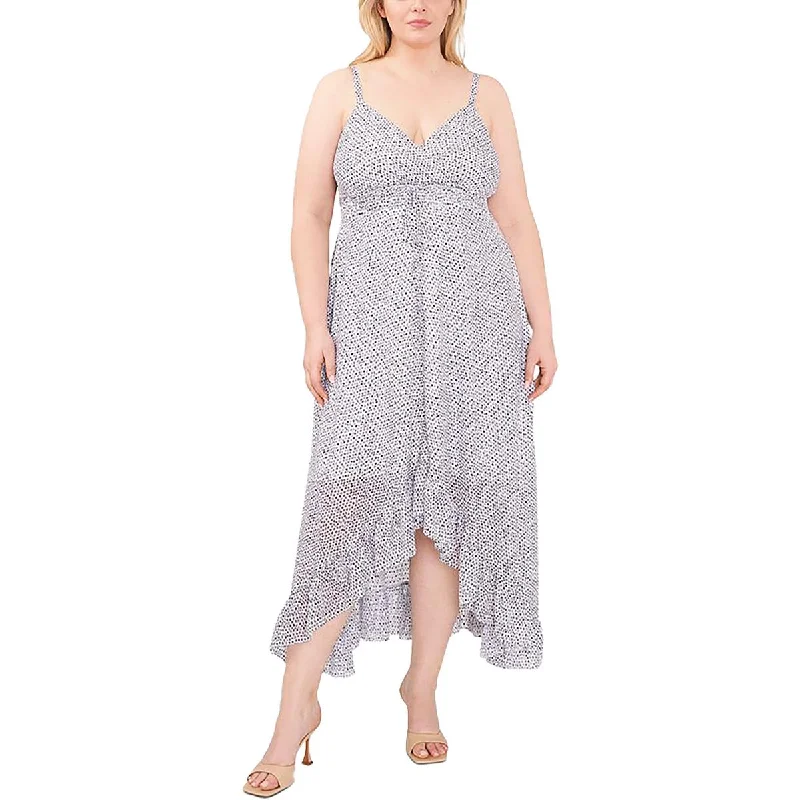 High-waisted Dresses for Flatter -Vince Camuto Womens Plus Printed Hi-Low Maxi Dress