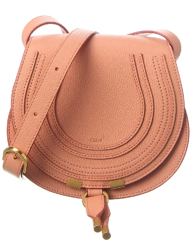 Designer handle bags with luxury logo detailing -Chloé Marcie Small Leather Saddle Bag