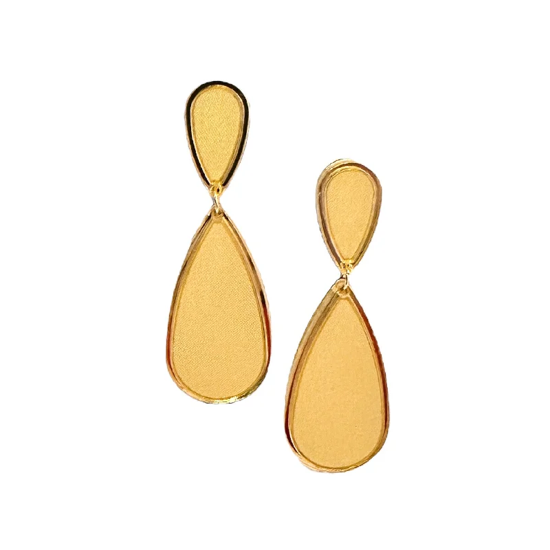 Drop Earrings with Enamel Coating -Ava Pastel Yellow Satin Earrings