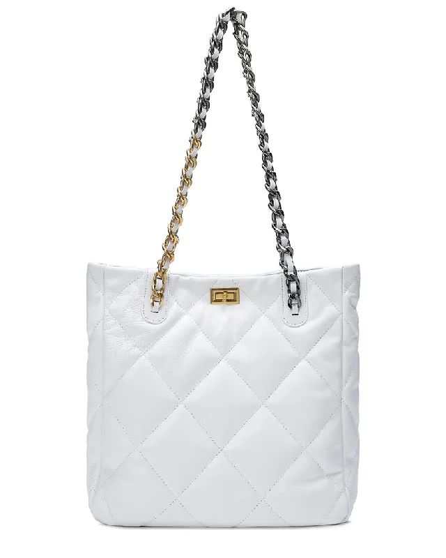 Handle bags with bold checks for trend -Tiffany & Fred Paris Quilted Leather Tote