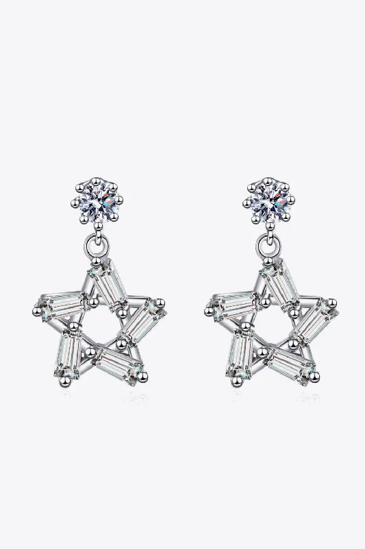 Detachable Drop Earrings with Charms -925 Sterling Silver Inlaid Moissanite Star Earrings