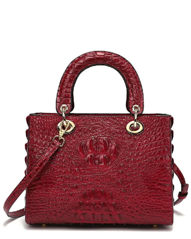 Handle bags with thick handles for support -Tiffany & Fred Paris Alligator-Embossed Leather Satchel