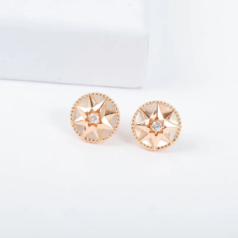 Animal Print Drop Earrings for Fun -DIOR Small Earrings Rose Gold stars Diamonds KFN08083