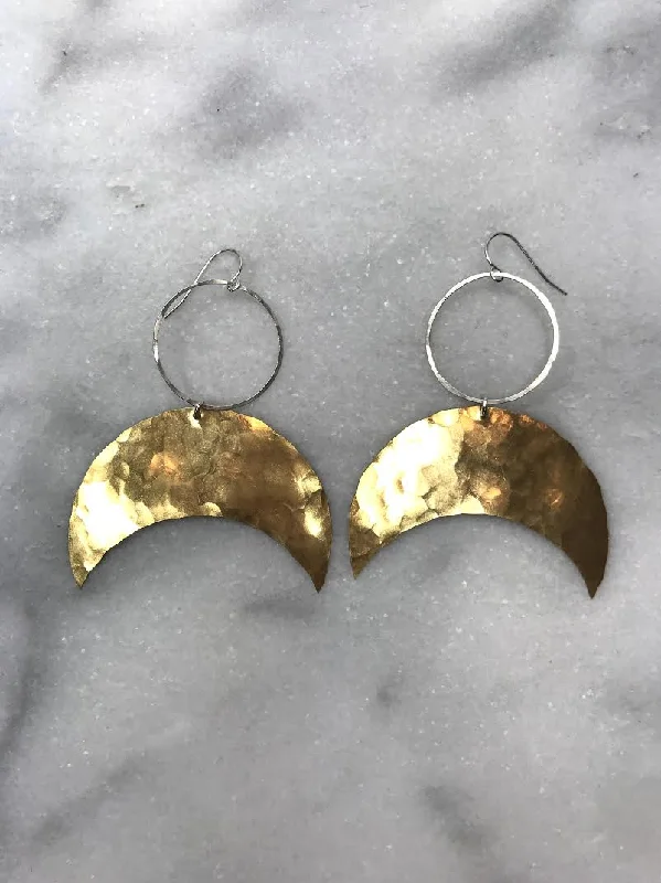 Drop Earrings with Matte Finish -Hoop and Crescent Earrings