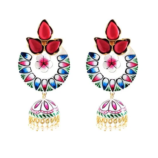 Star Shaped Drop Earrings for Charm -Sisodia Red Enamel Earrings