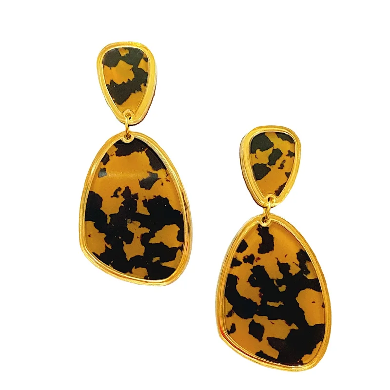 Retro Drop Earrings for Nostalgia -Charlotte Tortoise Organic Earrings