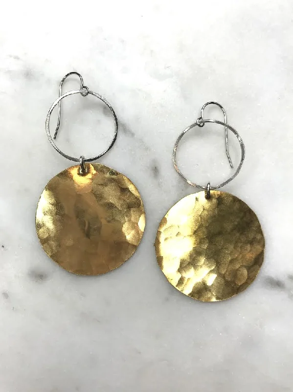 Drop Earrings for Mother's Day -Hoop and Brass Earrings