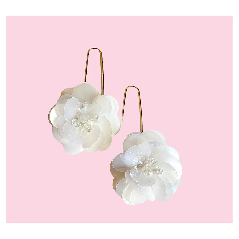 Drop Earrings with Textured Surface -Maddie Flower Dangle Earrings