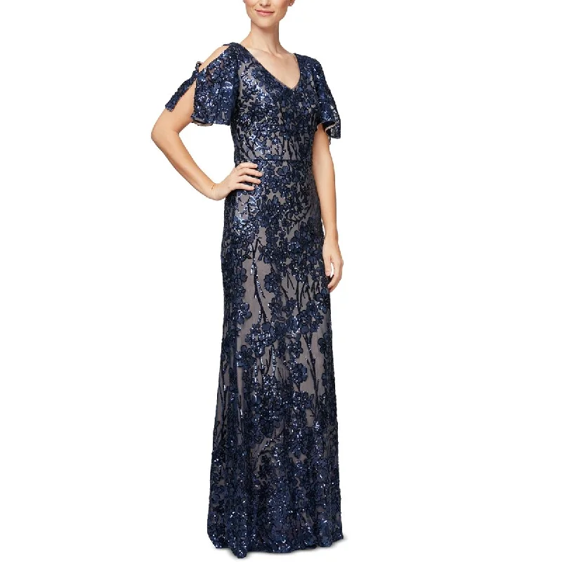 Flared Dresses for Retro -Alex Evenings Womens Embroidered Sequined Formal Dress