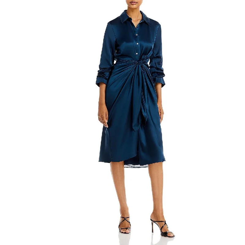 Long-sleeved Dresses for Coverage -Cinq a Sept Womens Silk Maxi Shirtdress