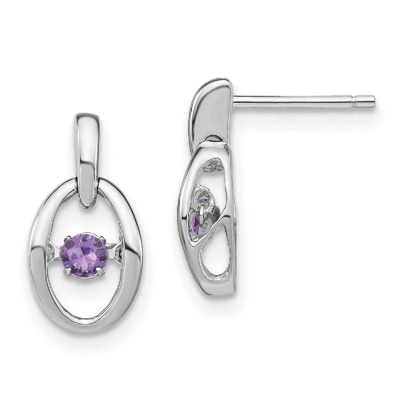 Floral Drop Earrings with Petals -Curata 925 Sterling Silver Rhodium Created Alexandrite Vibrant Earrings - 14x7.5mm Wide