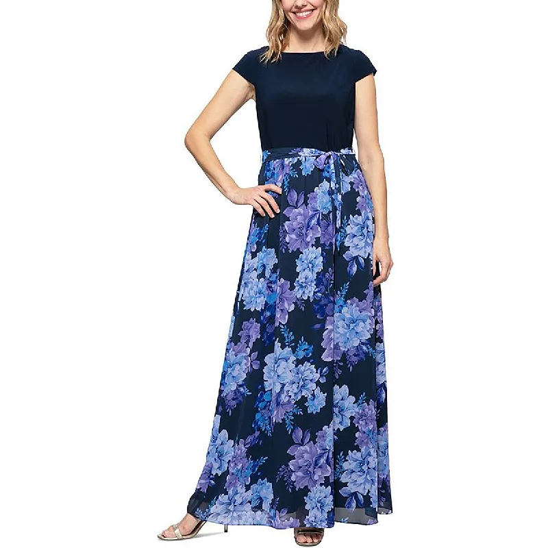 Halter Dresses for Chic Style -SLNY Womens Mixed Media Floral Maxi Dress