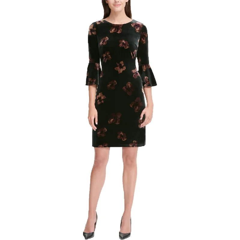 Contemporary Dresses for Fashion -Tommy Hilfiger Womens Velvet Floral Print Party Dress