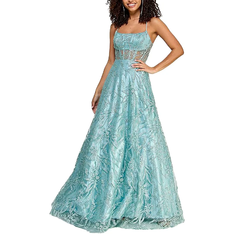 Ball Gown Dresses for Glamour -TLC Say Yes To The Prom Womens Juniors Glitter Embellished Maxi Dress