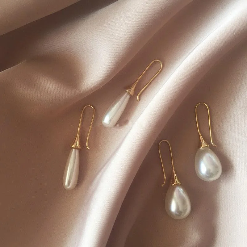 Drop Earrings for Wellness Routine -Waterdrop pearl simple personality earrings