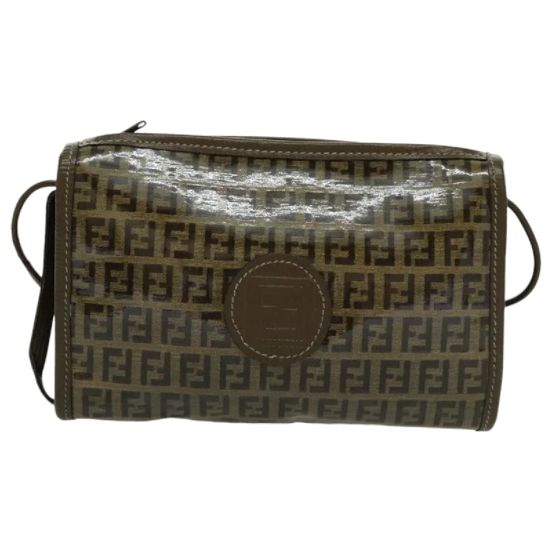 Handle bags with minimalist sleek silhouettes -Fendi Zucchino  Canvas Shoulder Bag (Pre-Owned)