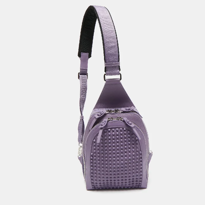 Handle bags with floral embroidery for detail -Christian Louboutin Lavender Leather And Rubber Loubifunk Backpack