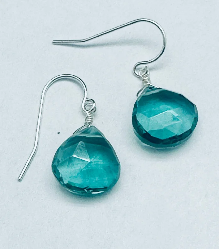 Maximalist Drop Earrings for Bling -Ocean Blue Quartz Earrings