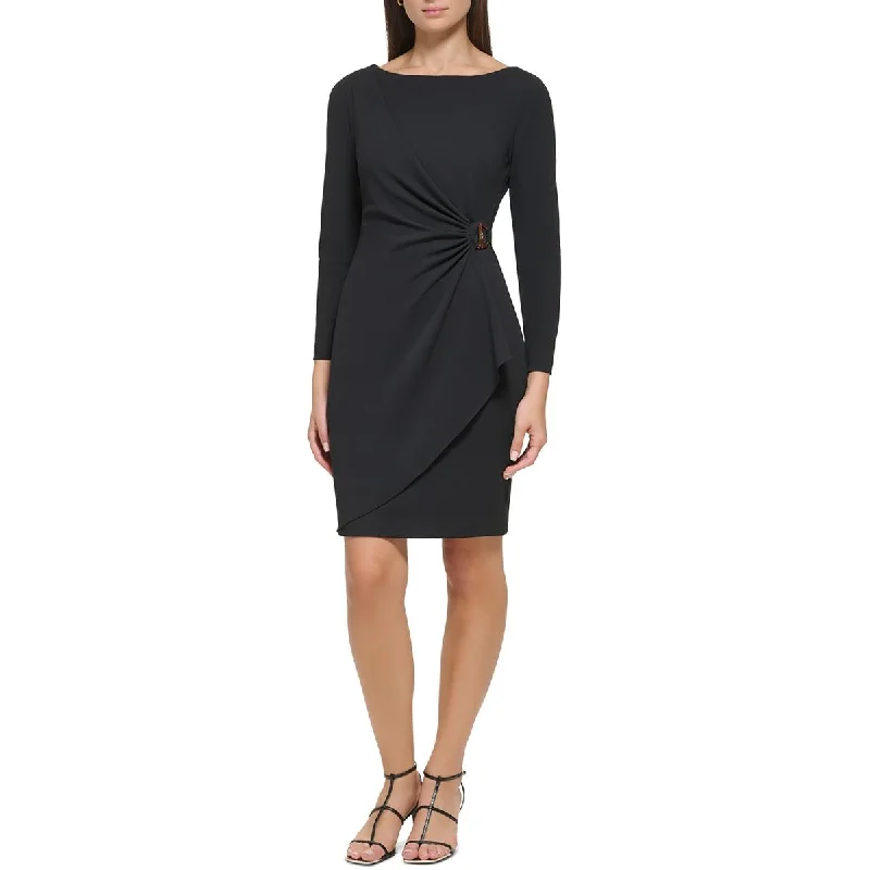 Cotton Dresses for Comfort -DKNY Womens Embellished Above Knee Wrap Dress