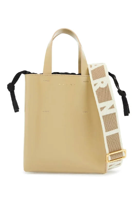 Handle bags with tie-dye patterns for fun -Marni Women's  Leather Shopping Bag With Short Handles And Shoulder Strap