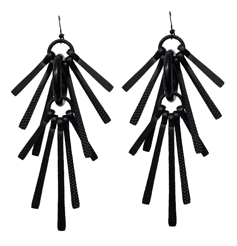 Drop Earrings with Floral Motifs -Black Spine Chandelier Earrings