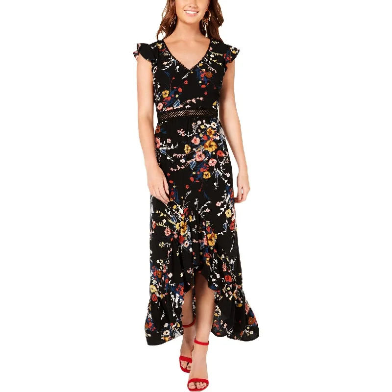 African Dresses with Culture -City Studio Womens Juniors Floral Open Back Maxi Dress