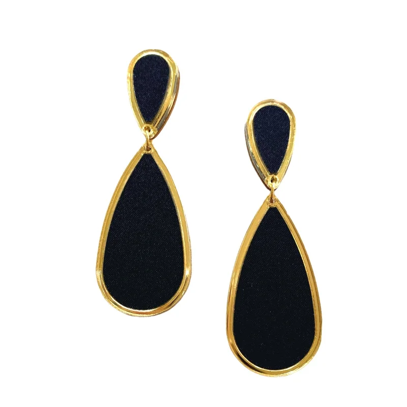 Clip On Drop Earrings for Non Pierced -Ava Satin Teardrop Earrings