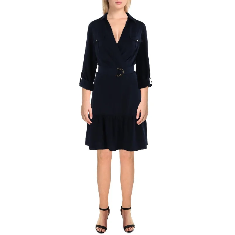 Cocktail Dresses for Party Time -Lauren Ralph Lauren Womens Collared Long Sleeve Shirtdress