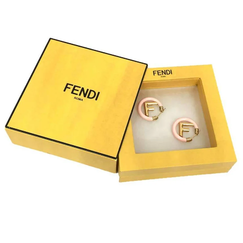 Drop Earrings for Concert Look -Fendi Earrings FF F is Gold x Pink Women's