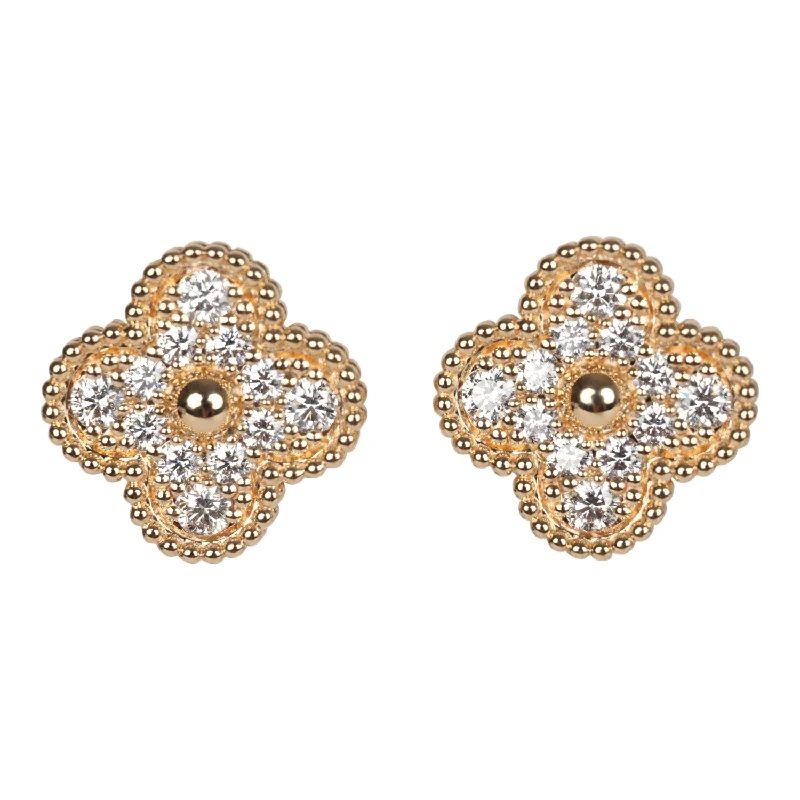 Triangular Drop Earrings for Edge -Van Cleef & Arpels Vintage Alhambra Earrings Diamonds & 18K Yellow Gold Hardware