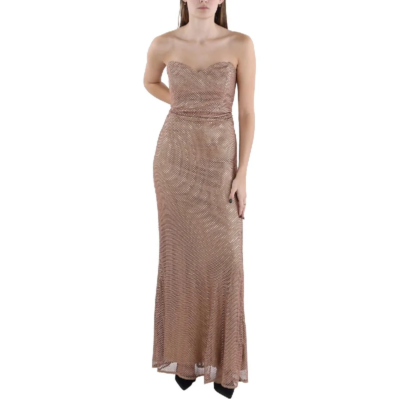 White Dresses for Pure Look -Donna Karan Womens Fishnet Embellished Evening Dress