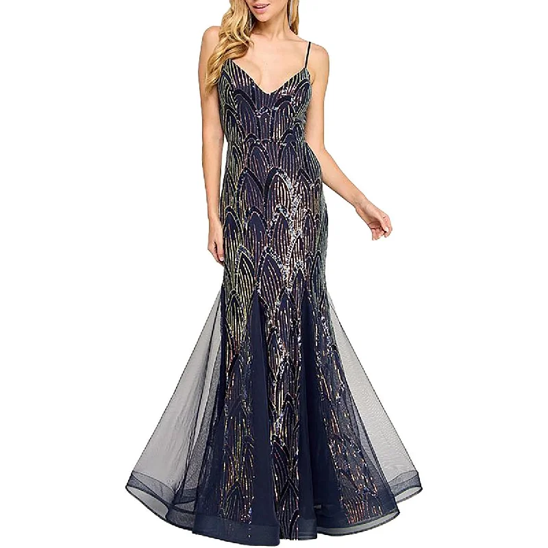 Long-sleeved Dresses for Coverage -City Studio Womens Juniors Sequined Mermaid Evening Dress