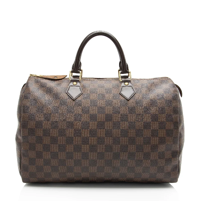 Handle bags with lightweight fabric for ease -Louis Vuitton Damier Ebene Speedy 35 Satchel