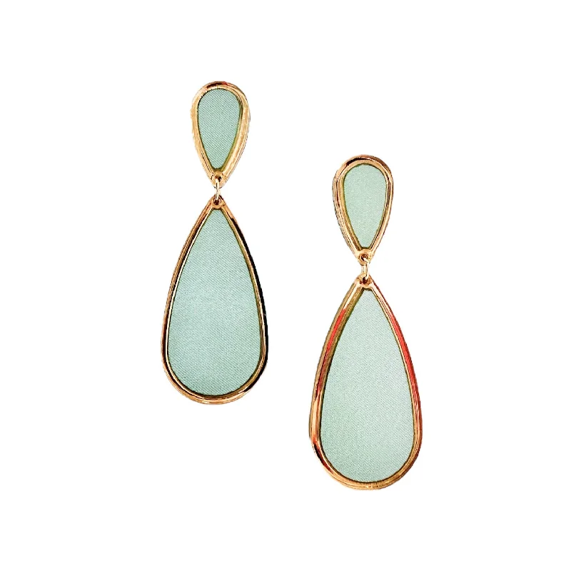 Drop Earrings with Filigree Work -Ava Pastel Turquoise Satin Earrings